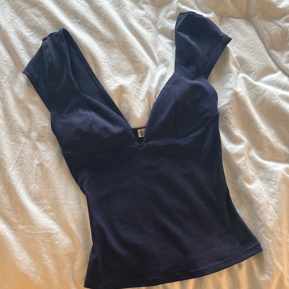 Free People Navy V-Neck Tank